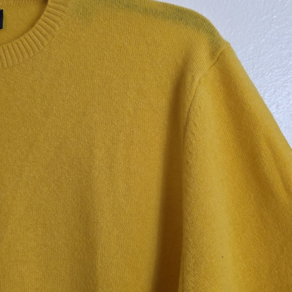 😍 Mens 100% Wool Sweater XXL Mustard Yellow Crewneck Warm Minimalist V bin - Picture 7 of 15
